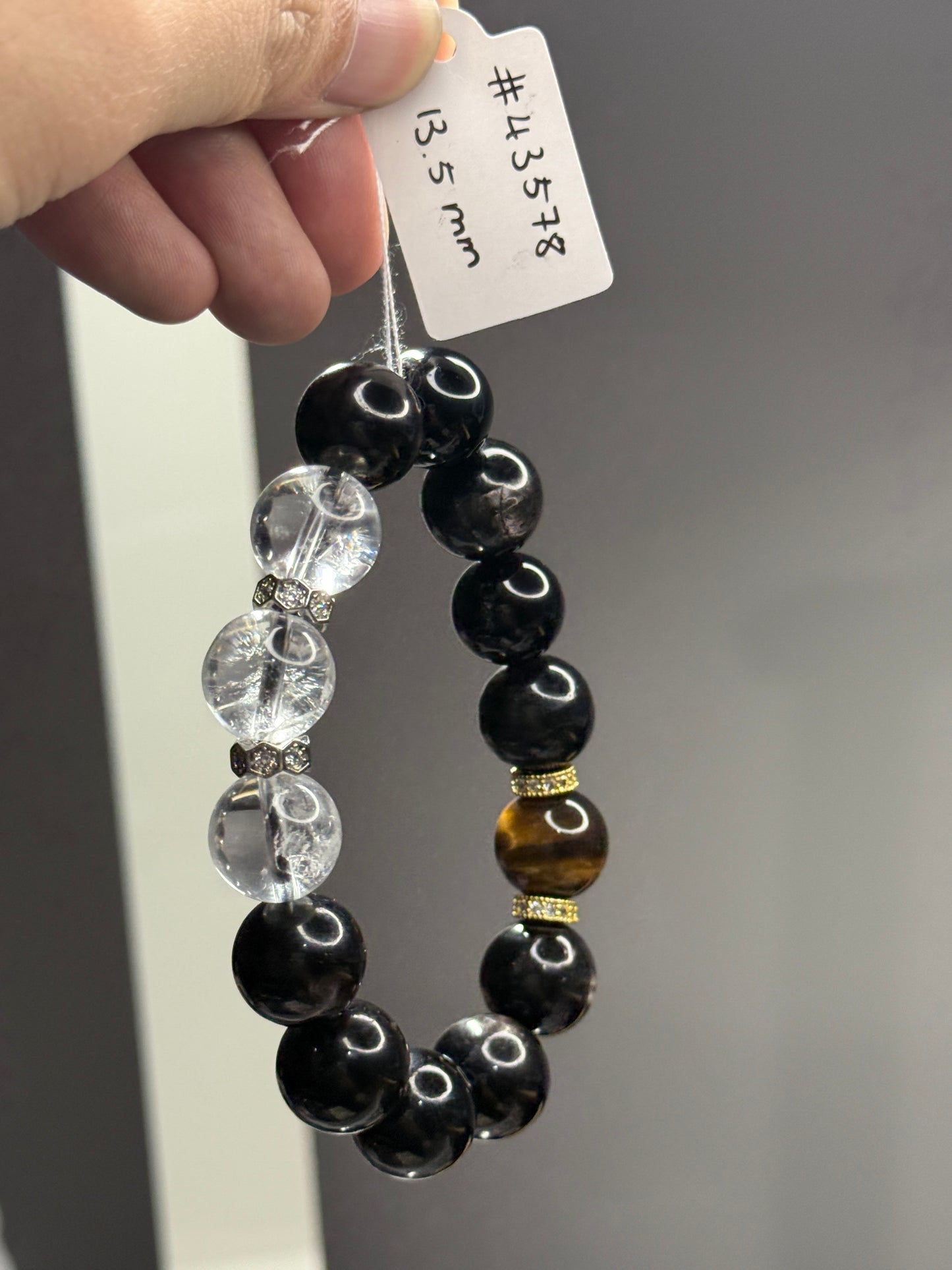 Clear Quartz,Tigerite,Silver Obsidian 13.5mm