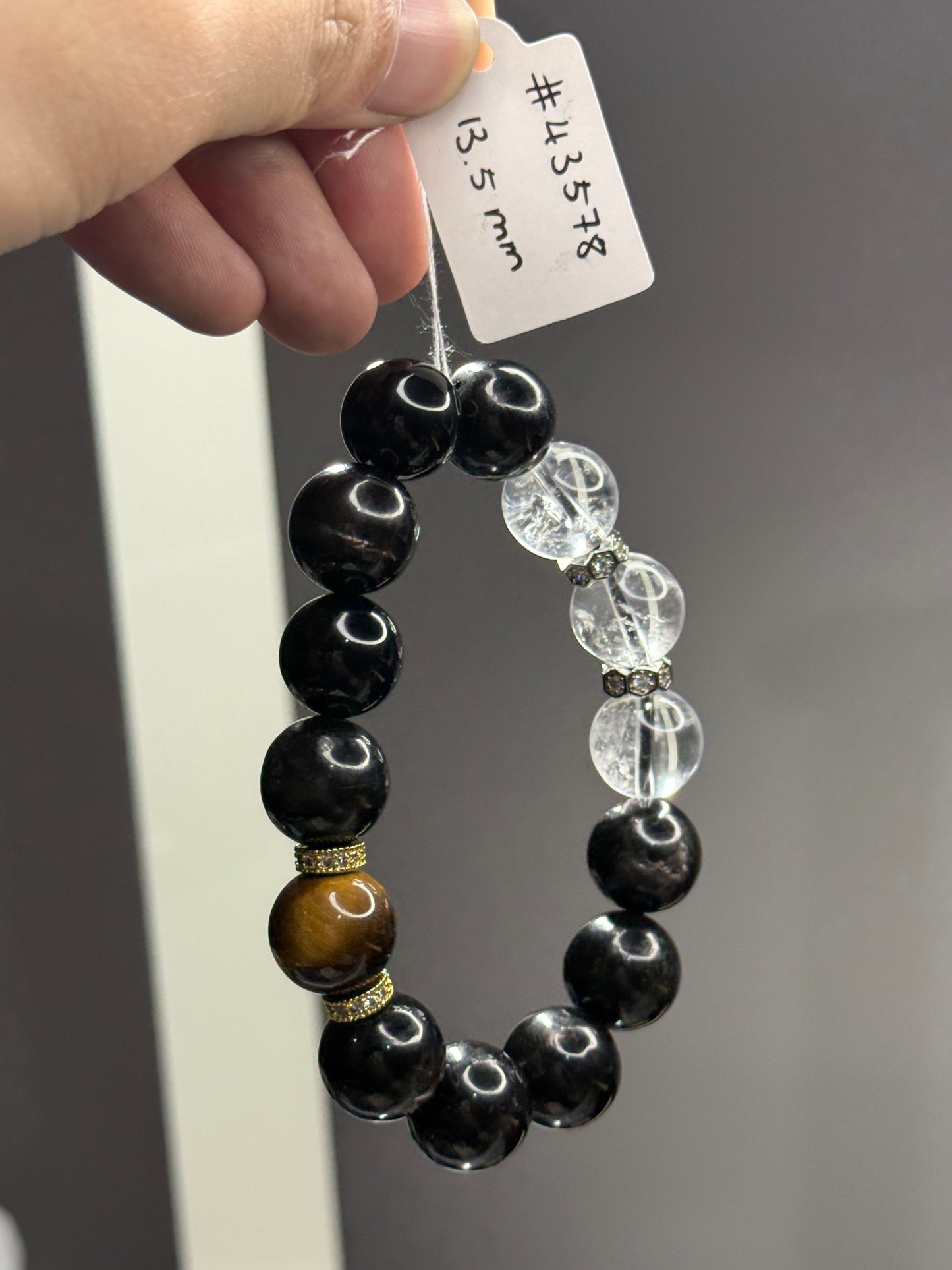 Clear Quartz,Tigerite,Silver Obsidian 13.5mm