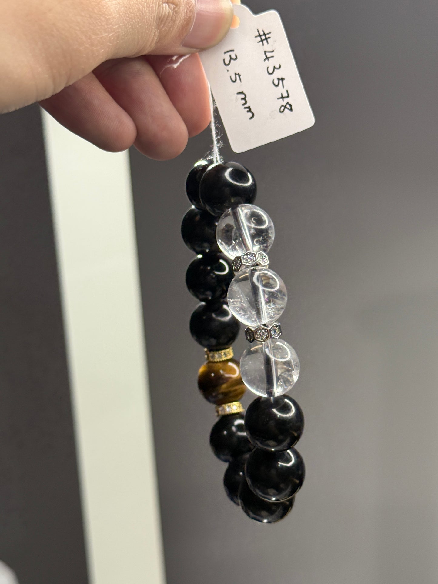 Clear Quartz,Tigerite,Silver Obsidian 13.5mm