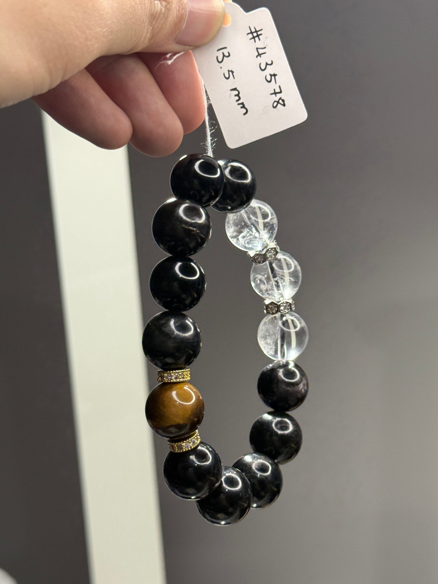 Clear Quartz,Tigerite,Silver Obsidian 13.5mm